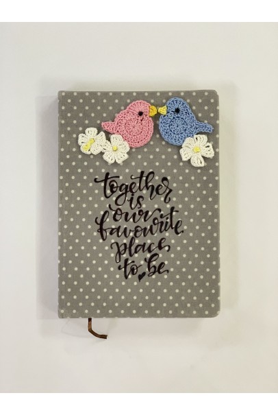 Diary with Crochet Embellished Birds and Flowers